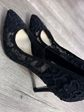 Nine West Black Lace Pointed Toe Heels